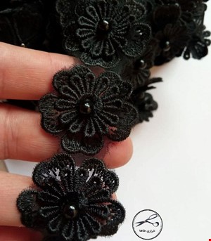 نوار گیپور گل برجسته مرواریددار