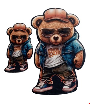 استیکر و برچسب حرارتی طرح خرسی با کت جین