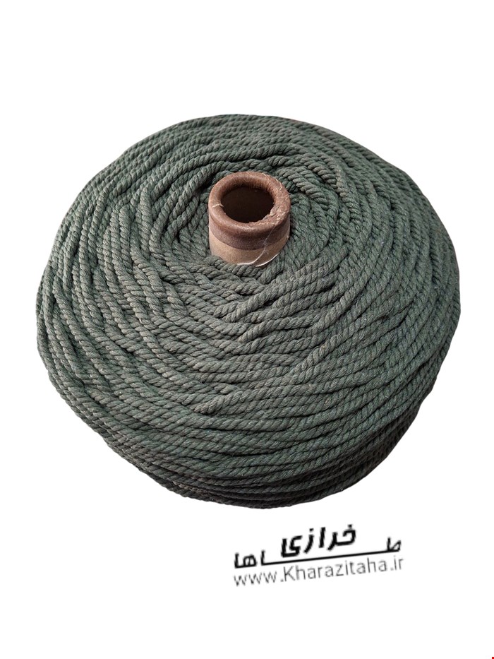 نخ مکرومه ۴ میل رنگ سبز طوسی تیره 